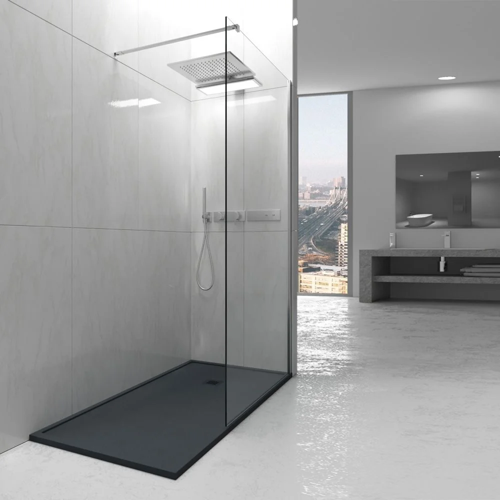 ABSOLUTE Receveur de douche en résine avec cadre Graphite – texture ardoise – antibactérien et antidérapant. Couleurs au choix. – Image 3