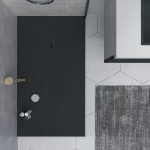 AGAPE Receveur de douche en résine Graphite et autres couleurs exclusives – avec texture ardoise – antibactérien et antidérapant