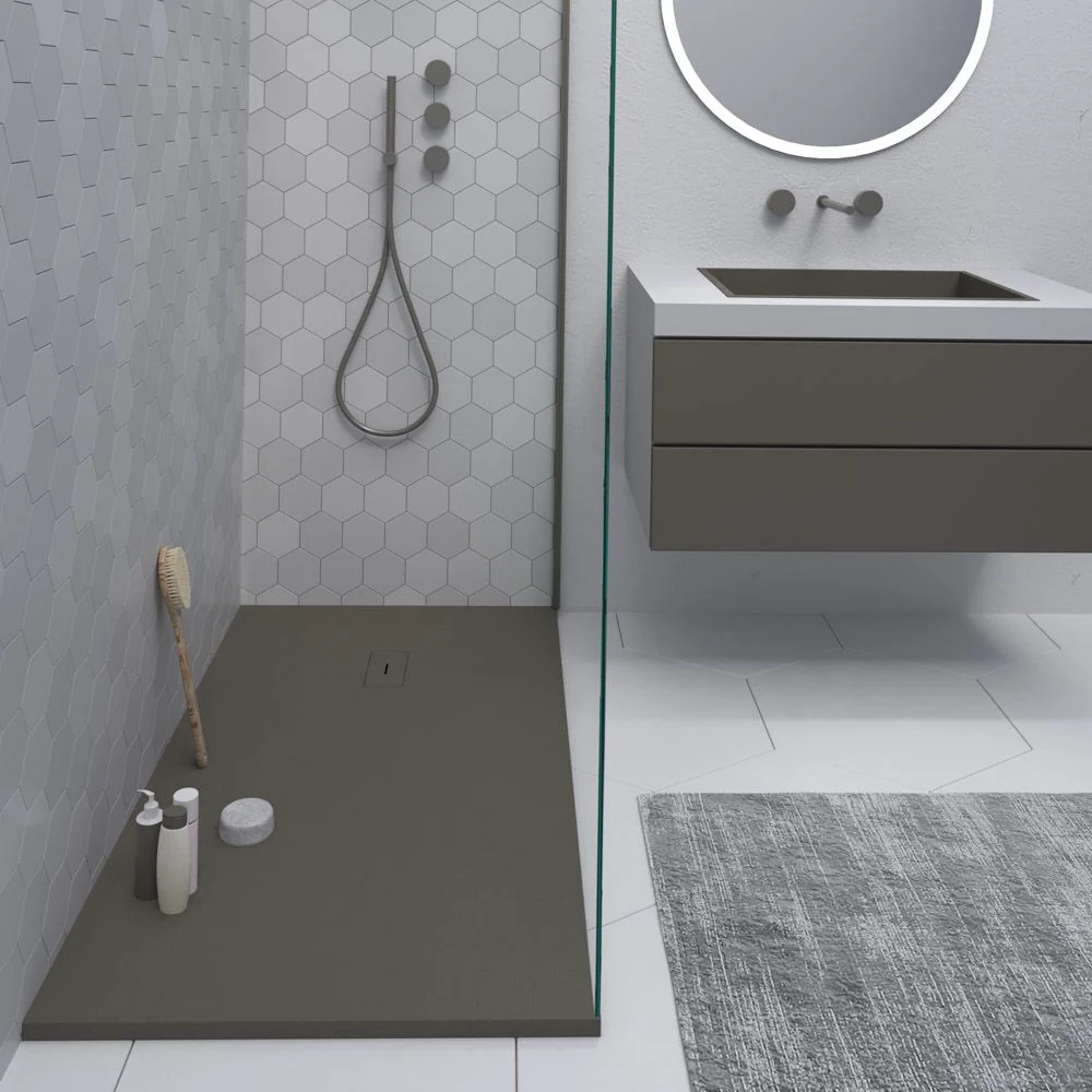 Receveur de douche en résine AGAPE Opalo et autres coloris exclusifs – texture ardoise – antibactérien et antidérapant – Image 3