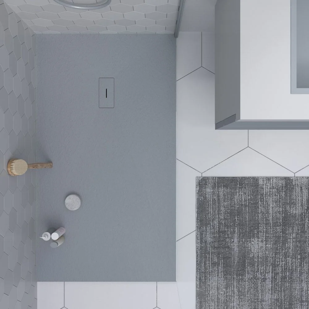 Receveur de douche en résine AGAPE Gris Ciment et autres couleurs exclusives – avec texture ardoise – antibactérien et antidérapant