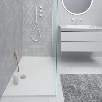 Receveur de douche en résine AGAPE Blanc et autres couleurs exclusives – avec texture ardoise – antibactérien et antidérapant – Image 2