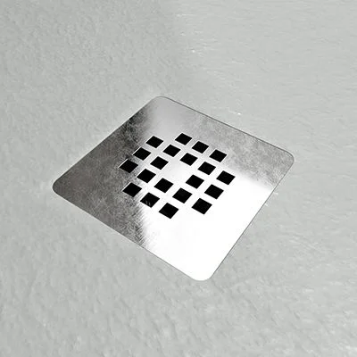 Receveur de douche en résine ONE Sable RAL 7035 et autres couleurs avec texture ardoise antibactérienne et antidérapante. Grille en acier inoxydable – Image 3