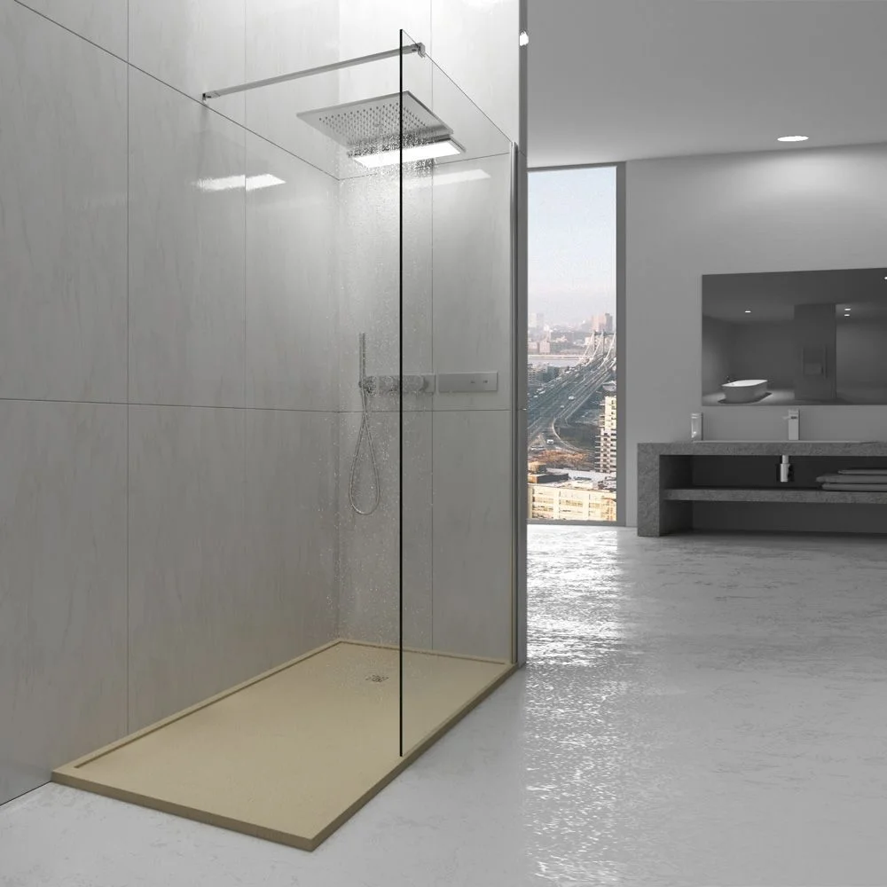 Receveur de douche ABSOLUTE Moka en résine avec cadre – texture ardoise – antibactérien et antidérapant. Couleurs au choix. – Image 3