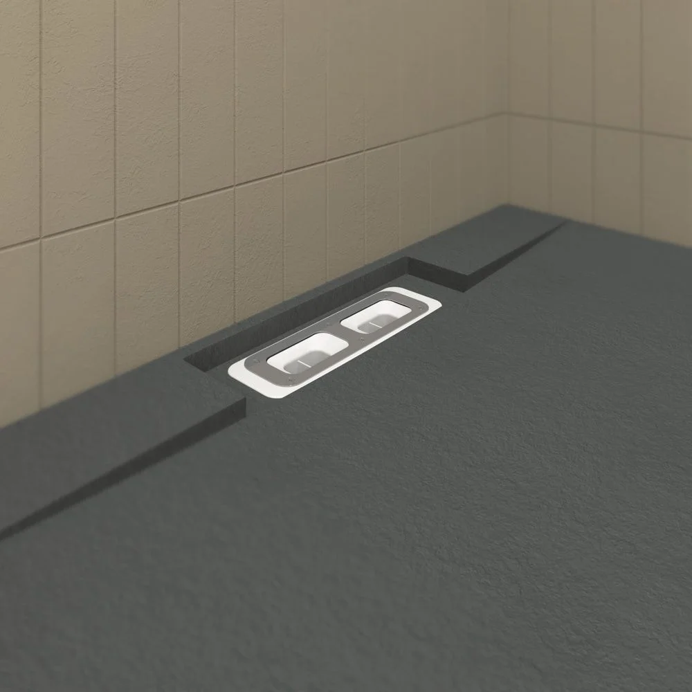 PLASTER Receveur de douche en résine graphite – RAL 7016 – texture ardoise – antibactérien et antidérapant. grille cachée – Image 4