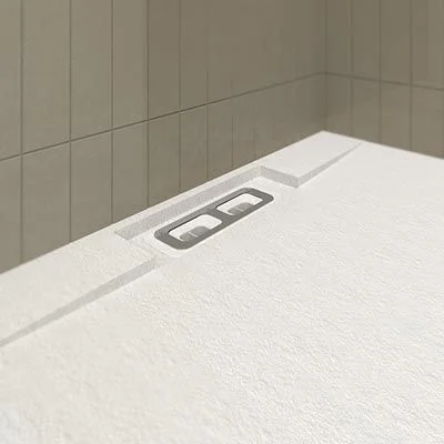 PLÂTRE Receveur de douche en résine blanche – coloris au choix – texture ardoise – antibactérien et antidérapant. grille cachée – Image 2