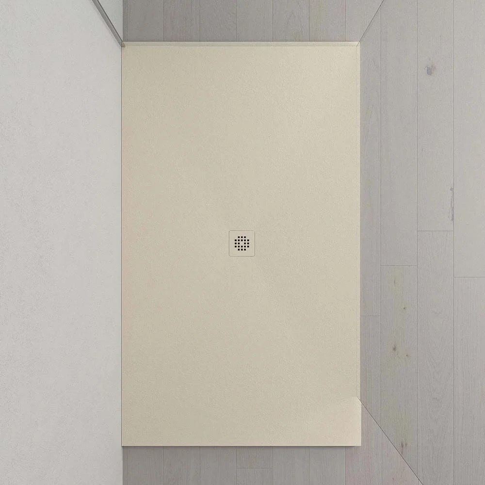 Très grand receveur de douche en résine XXL avec texture ardoise et finition antidérapante IVOIRE BLANC Ral 1015