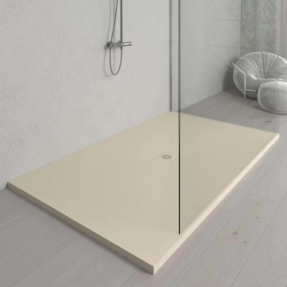 Très grand receveur de douche en résine XXL avec texture ardoise et finition antidérapante IVOIRE BLANC Ral 1015 – Image 2