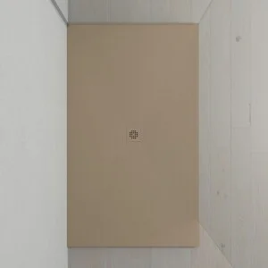 Très grand receveur de douche en résine XXL avec texture ardoise et finition antidérapante MOKA Ral 1019