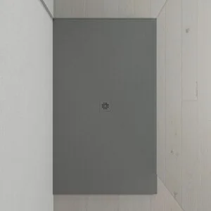 Très grand receveur de douche en résine XXL avec texture ardoise et finition antidérapante GRIS CIMENT Ral 7005