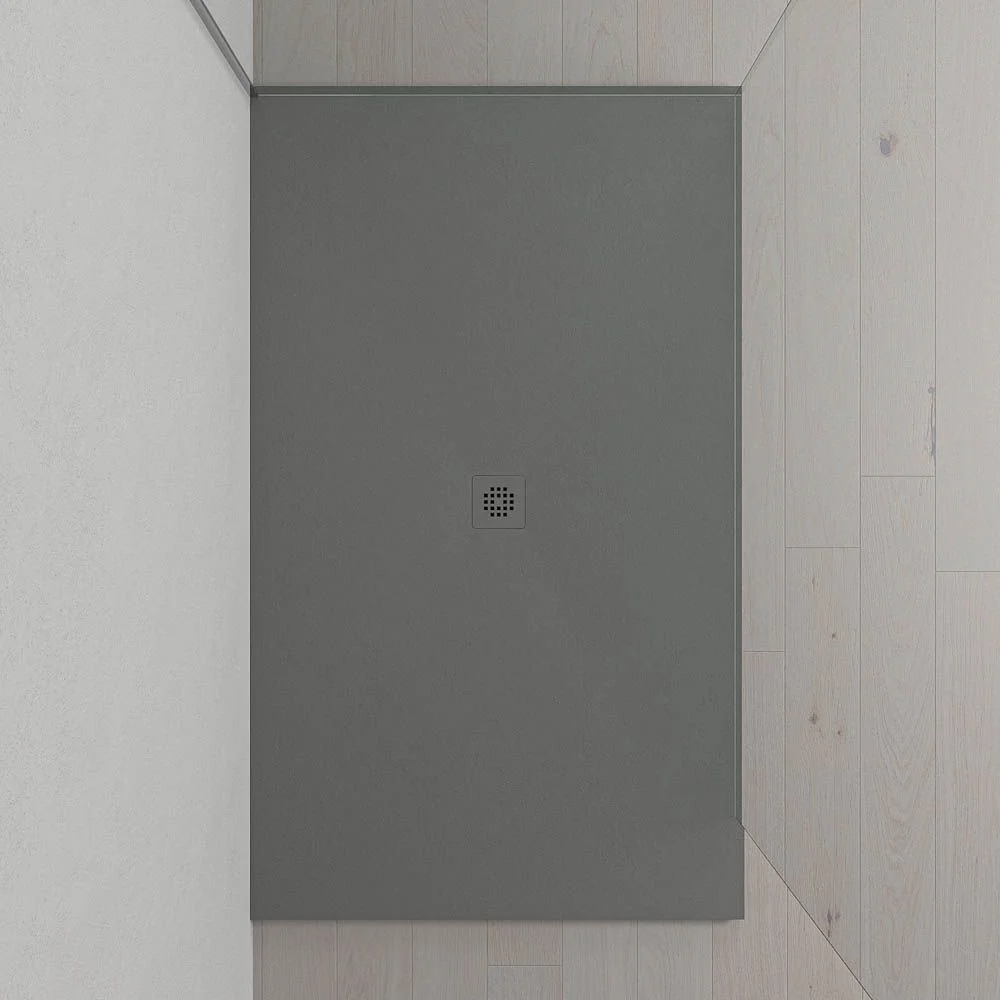 Très grand receveur de douche en résine XXL avec texture ardoise et finition antidérapante GRIS CIMENT Ral 7005