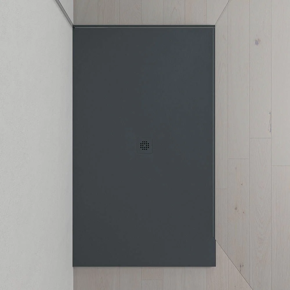 Très grand receveur de douche en résine XXL avec texture ardoise et finition antidérapante GRIS ANTHRACITE Ral 7016