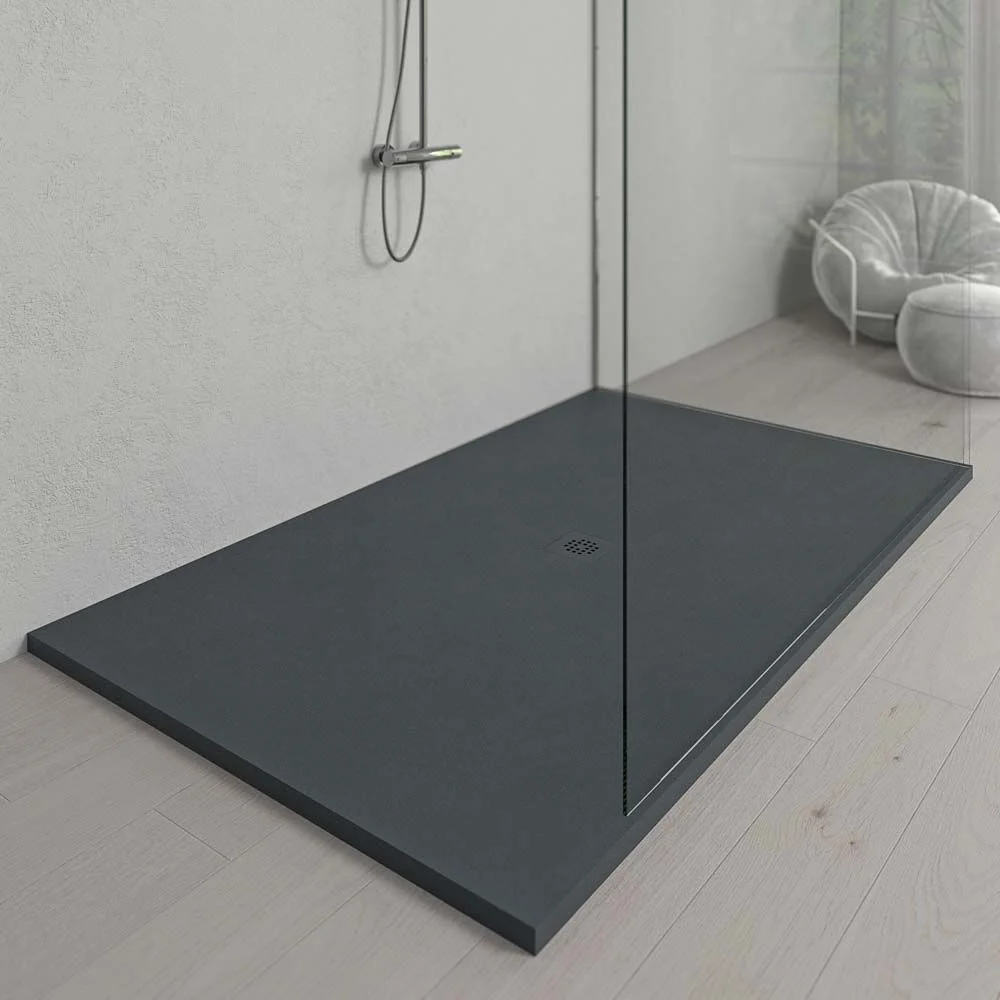 Très grand receveur de douche en résine XXL avec texture ardoise et finition antidérapante GRIS ANTHRACITE Ral 7016 – Image 3