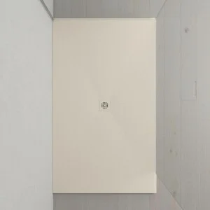 Très grand receveur de douche en résine XXL avec texture ardoise et finition antidérapante  BLANC CASSÉ  Ral  9001