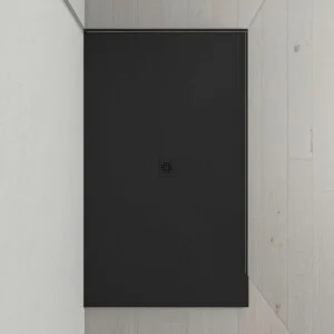 Très grand receveur de douche en résine XXL avec texture ardoise et finition antidérapante Noir  Ral  9005