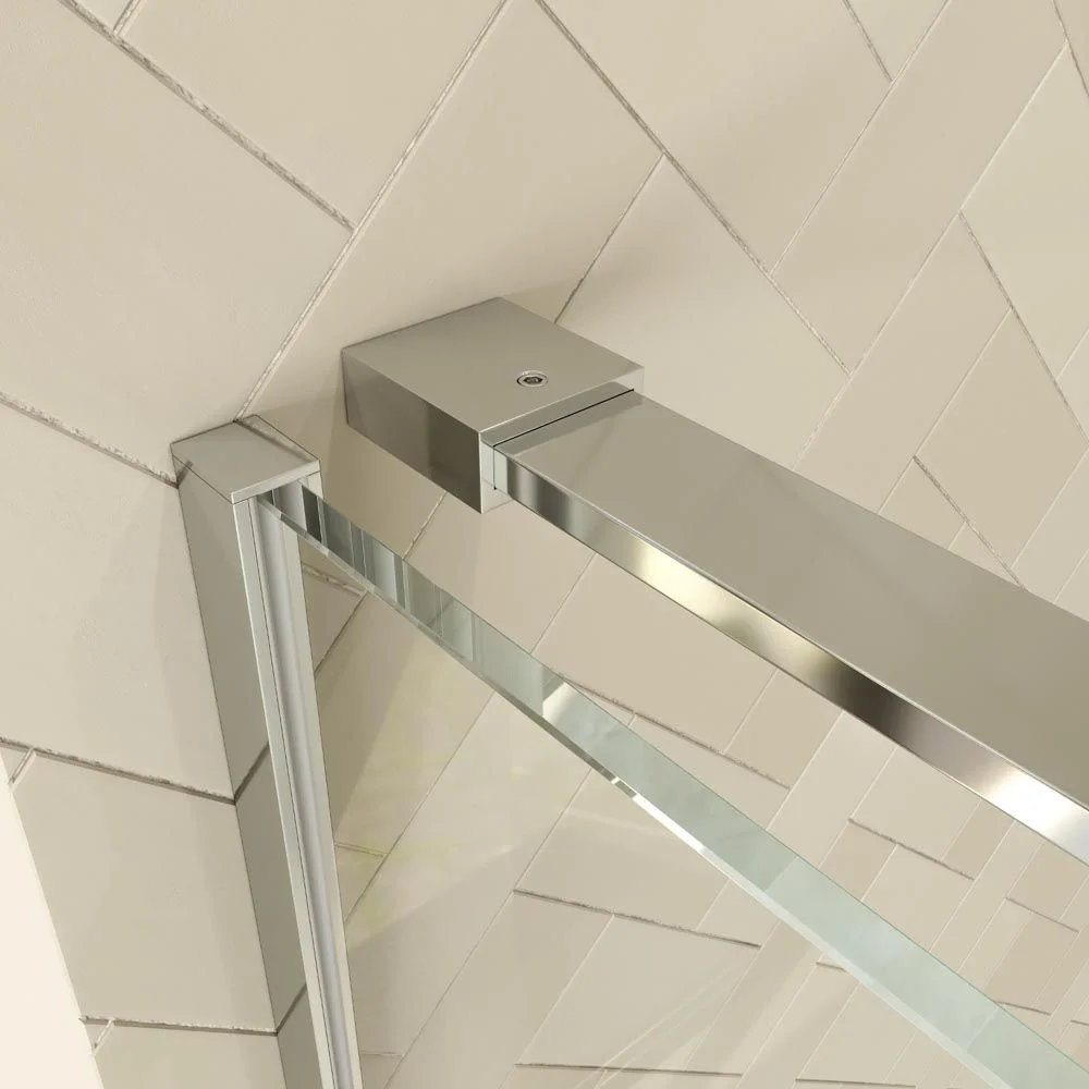 Paroi de douche rectangulaire VERONA ouverture frontale 1 fixe - 1 porte coulissante avec roulettes inférieures + 1 fixe finition CHROME BRILLANT – Image 7