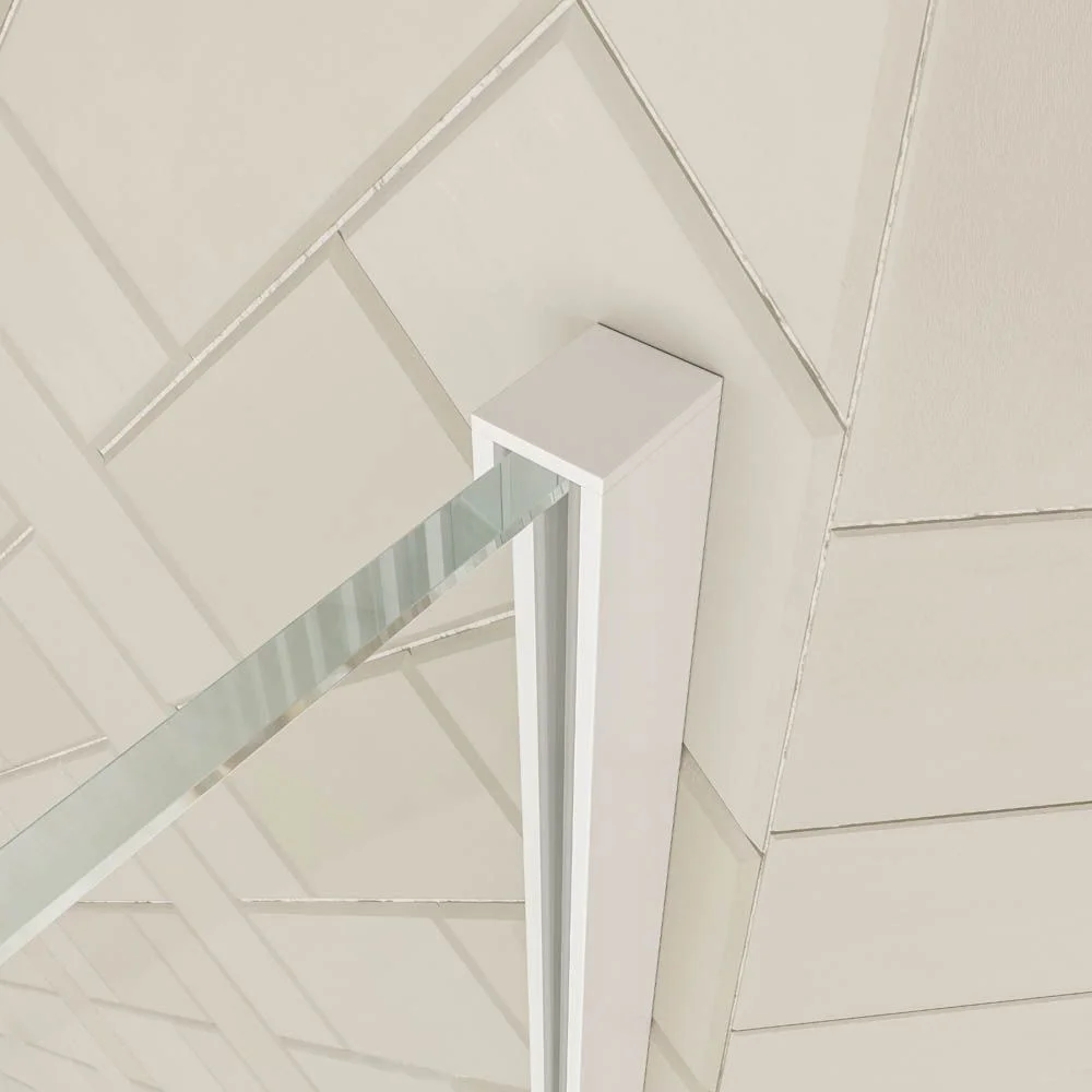 Paroi de douche rectangulaire VERONA ouverture frontale 1 fixe - 1 porte coulissante avec roulettes inférieures + 1 fixe finition BLANC MAT – Image 6