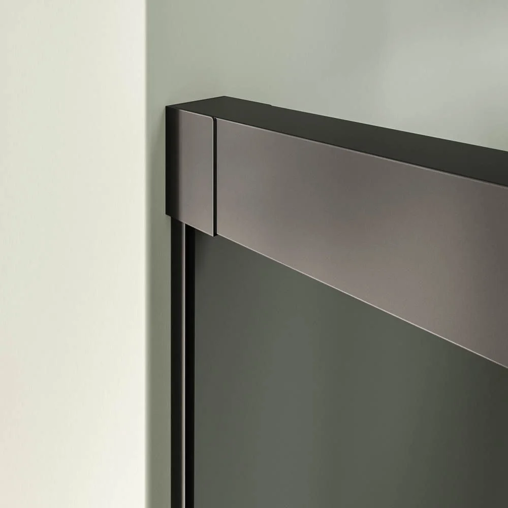Cabine de douche TECH STEEL 1 façade fixe – 1 porte coulissante Parsol Gris – Inox NOIR MAT – Image 5