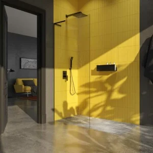 Paroi de douche fixe ZEN profil noir mat sans bras de sécurité – verre 8 MM avec traitement anticalcaire inclus