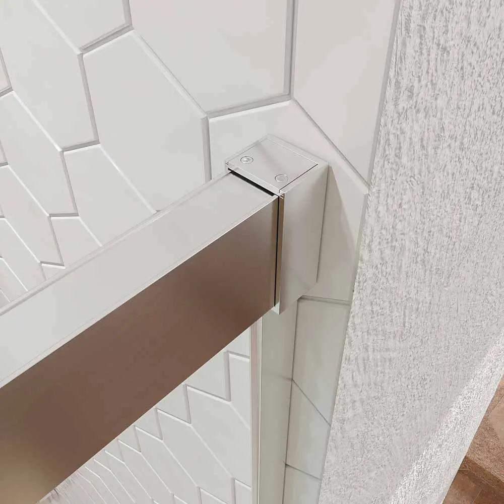 Cabine de douche frontale BASIC 2 fixes – 1 porte centrale coulissante. CHROMÉ BRILLANT – Image 5