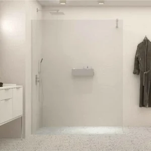 Paroi de douche fixe profilé inox ZEN - verre 10 MM avec traitement anticalcaire inclus