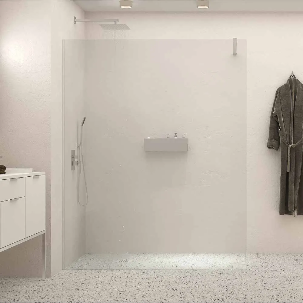 Paroi de douche fixe profilé inox ZEN - verre 10 MM avec traitement anticalcaire inclus