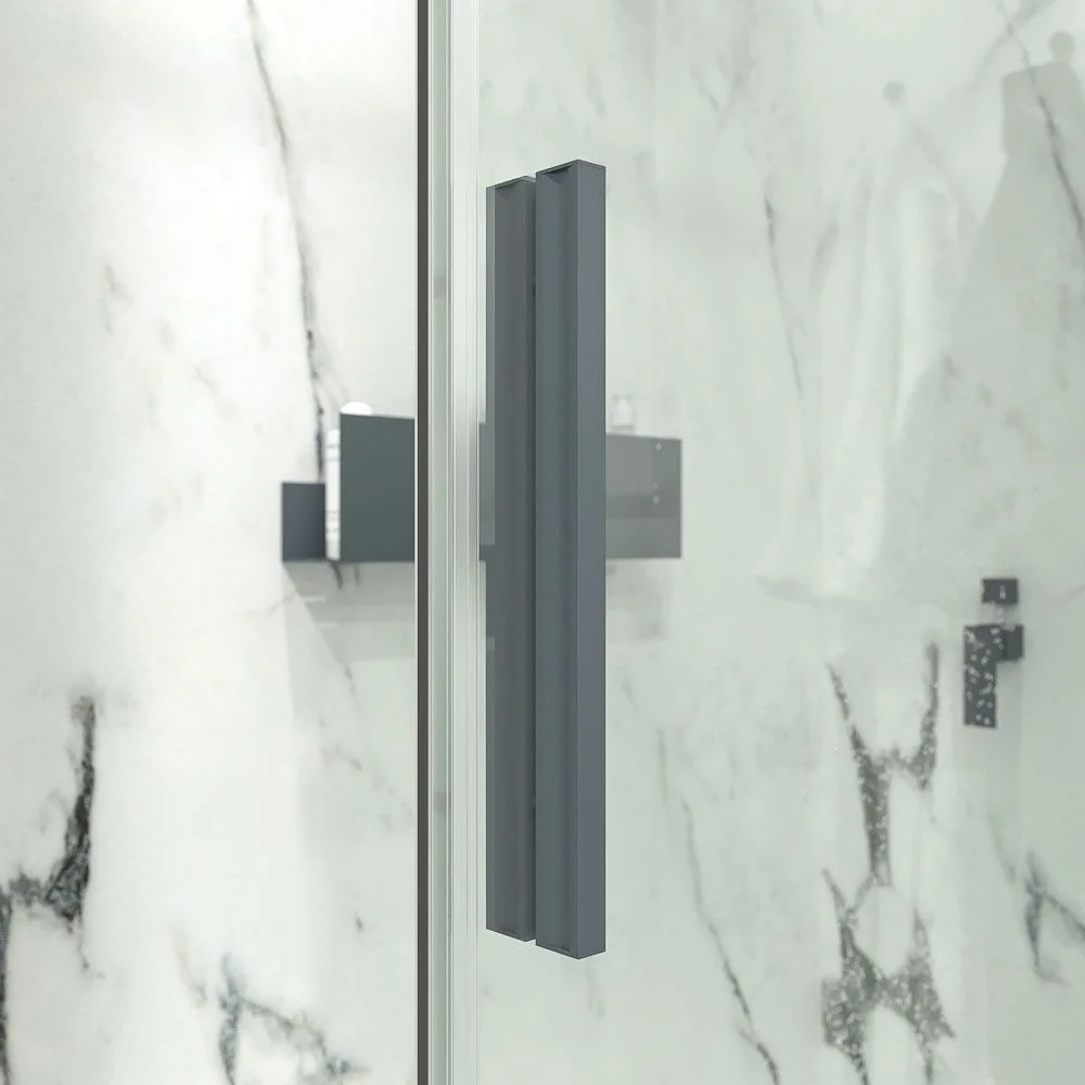 Paroi de douche frontale NEXO 1 fixe – 1 porte coulissante Profil MINIMALISTE finition GRAPHITE – Image 5