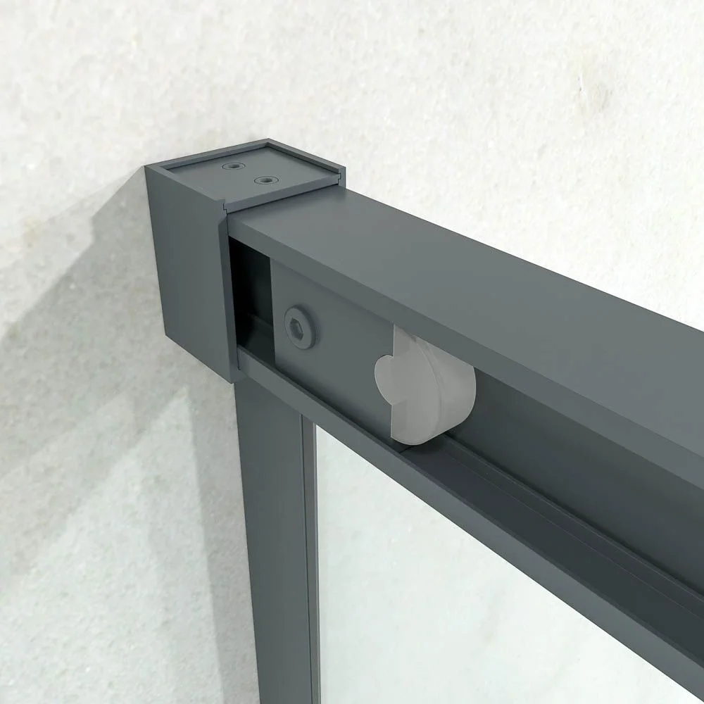 Paroi de douche frontale NEXO 1 fixe – 1 porte coulissante Profil MINIMALISTE finition GRAPHITE – Image 4