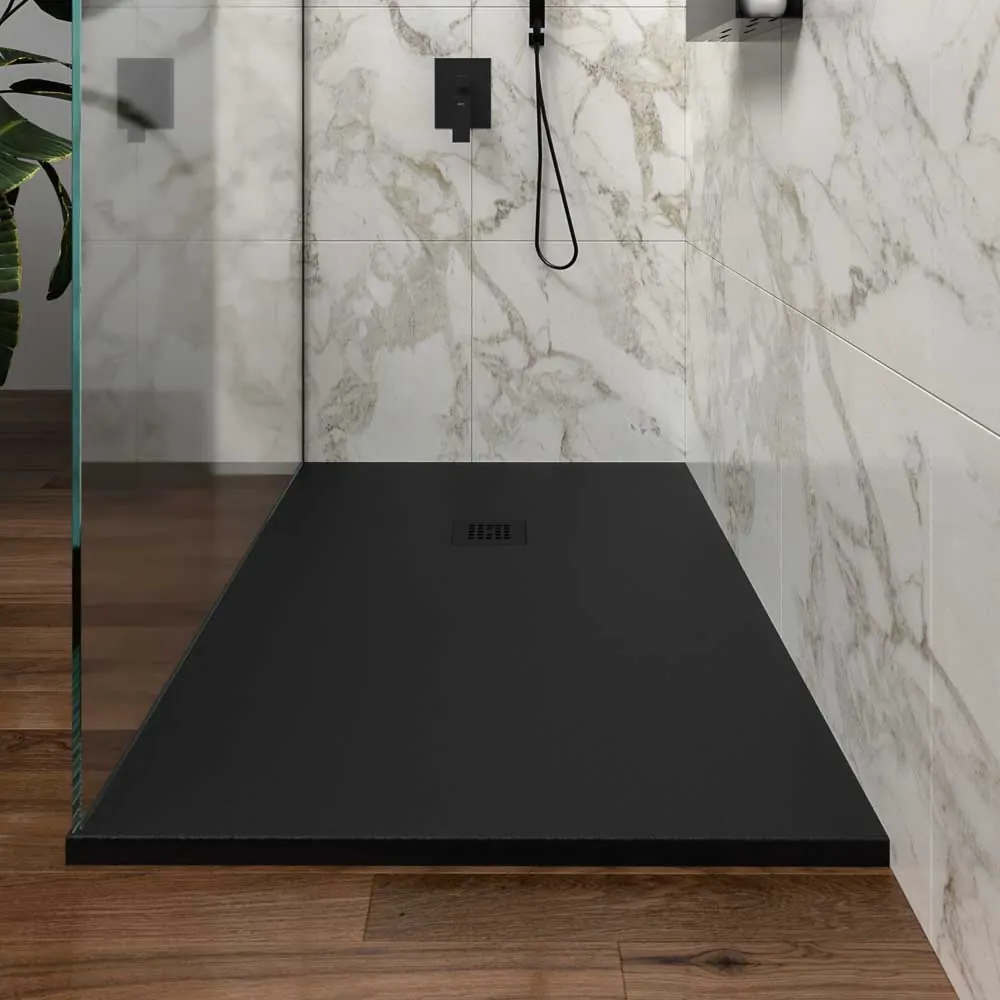 Paroi de douche fixe ZEN profil inox NOIR MAT – verre 10 MM avec traitement anticalcaire inclus – Image 2
