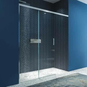 BASIC FREE 1 paroi de douche fixe – 1 porte coulissante sans fermeture murale