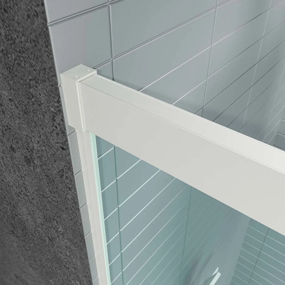 BASIC FREE 1 paroi de douche fixe – 1 porte coulissante sans fermeture au mur Blanc mat – Image 6