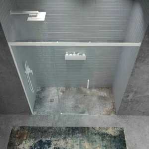 BASIC FREE 1 paroi de douche fixe – 1 porte coulissante sans fermeture au mur Blanc mat