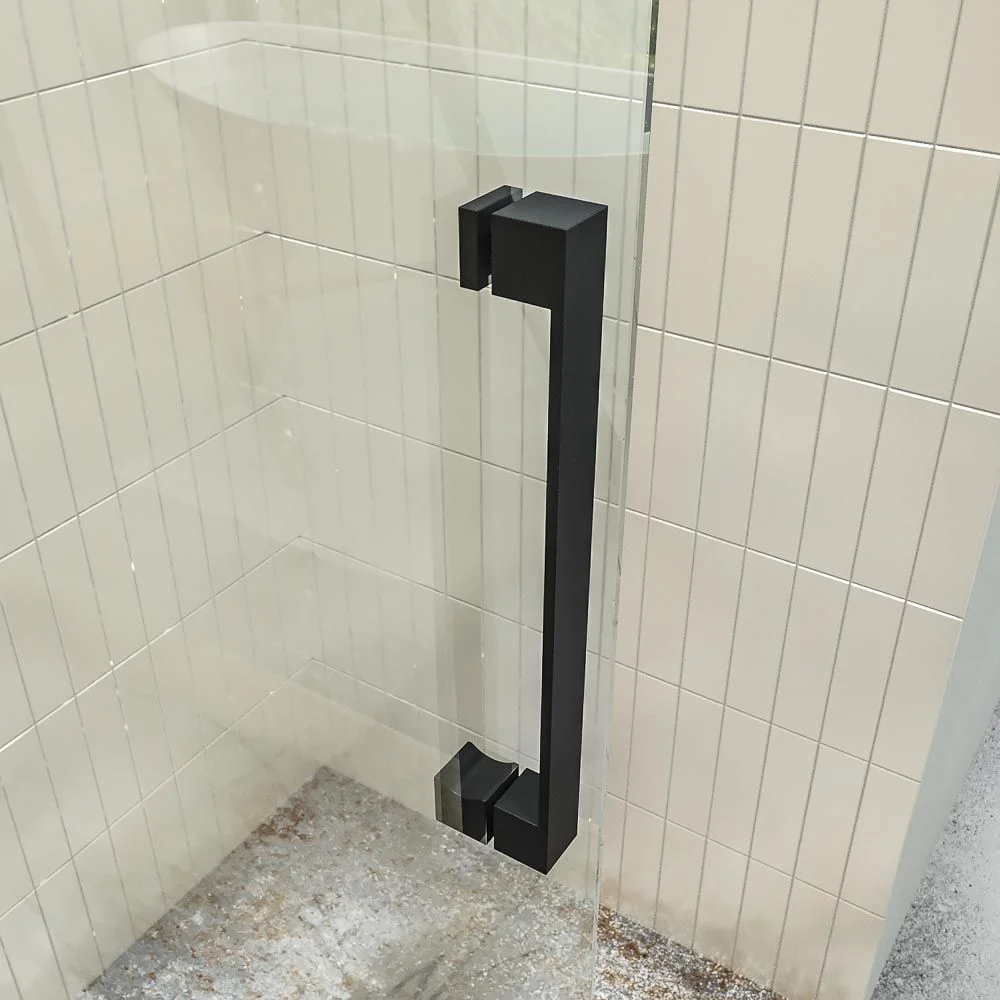 BASIC FREE 1 paroi de douche fixe – 1 porte coulissante sans fermeture murale Noir mat – Image 3