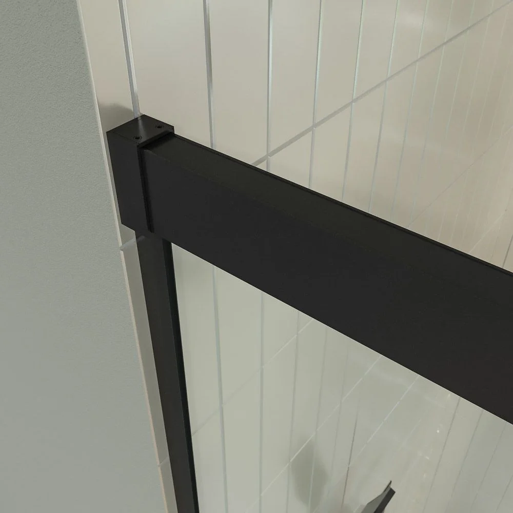BASIC FREE 1 paroi de douche fixe – 1 porte coulissante sans fermeture murale Noir mat – Image 6