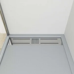 Receveur de douche en résine avec cadre URBAN CROME Antibactérien et antidérapant gris ardoise ciment. Couleurs au choix. grille cachée