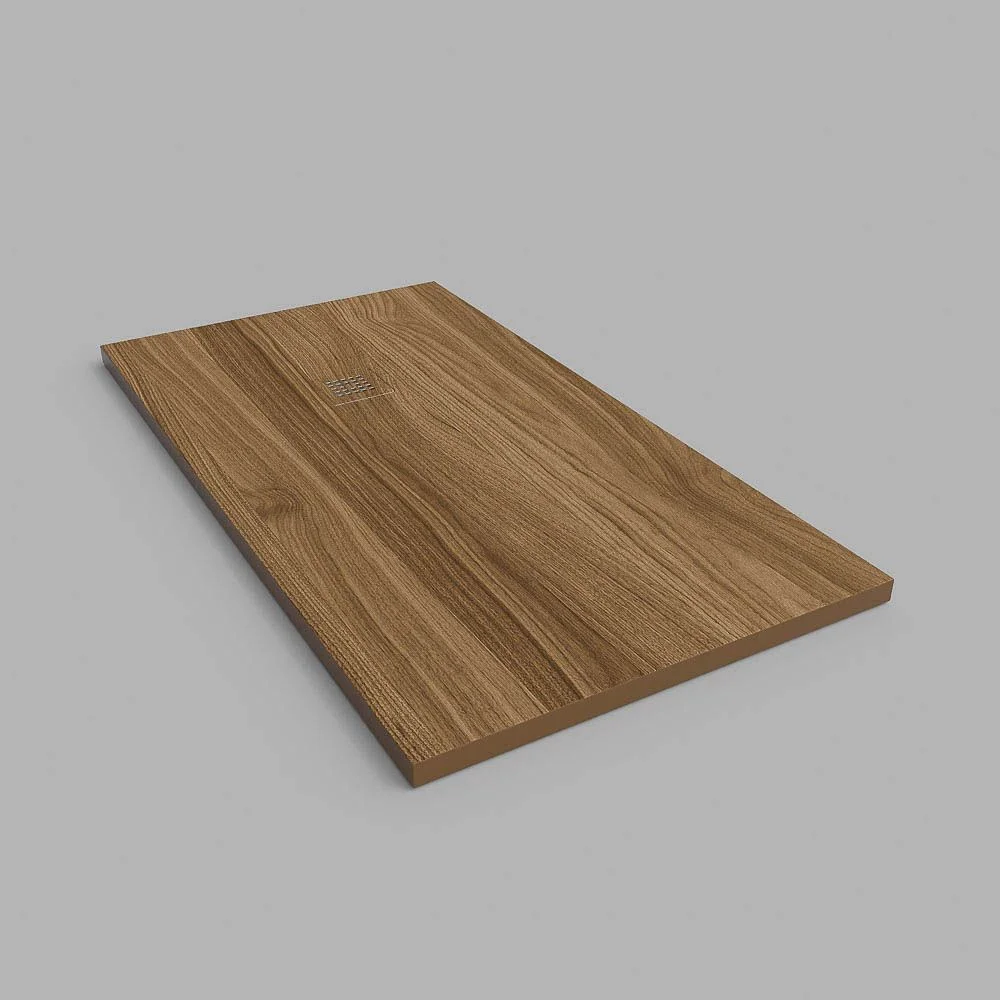Receveur de douche en résine texture ardoise finition effet Merisier – antidérapant STONE 3D moderne – Image 2