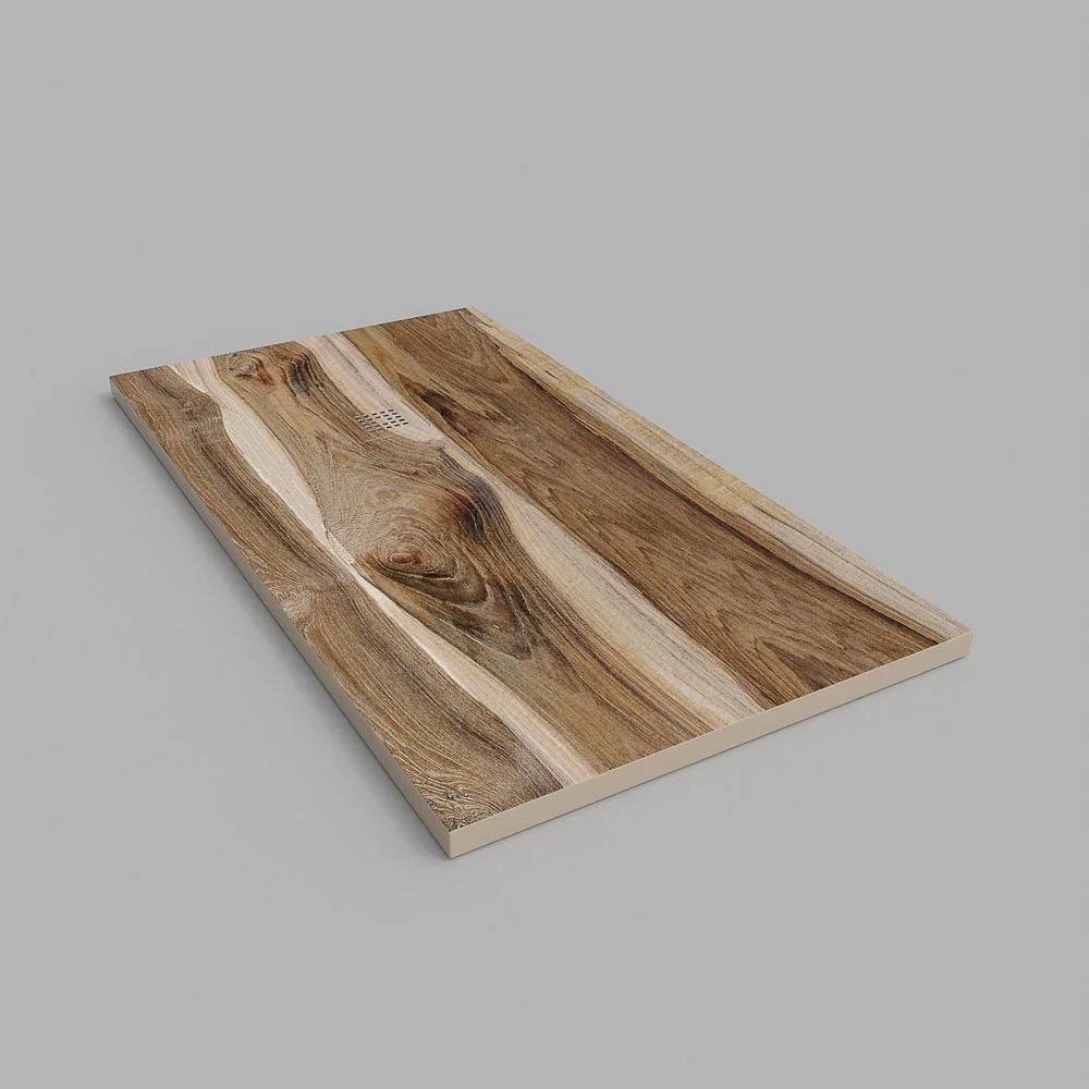 Receveur de douche en résine texture ardoise Erable américain finition effet bois – antidérapant STONE 3D moderne – Image 3