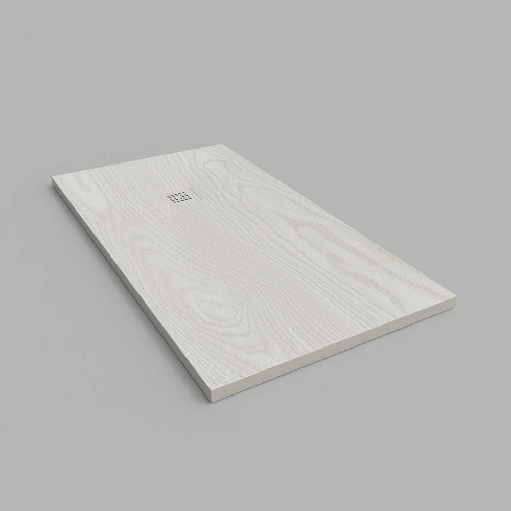 Receveur de douche en résine texture ardoise Chêne Blanc finition effet bois – antidérapant STONE 3D moderne – Image 3