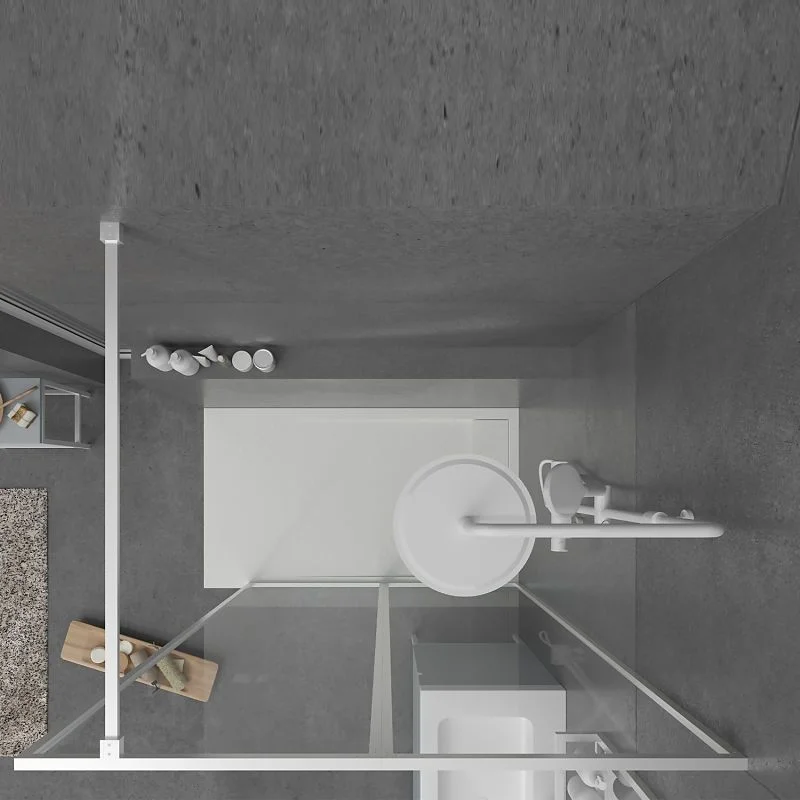 Paroi de douche fixe sur mesure LINE avec profilés encadrés 2 corps – Verre 4 MM avec traitement anticalcaire inclus- Bras de fixation en inox. – Image 4