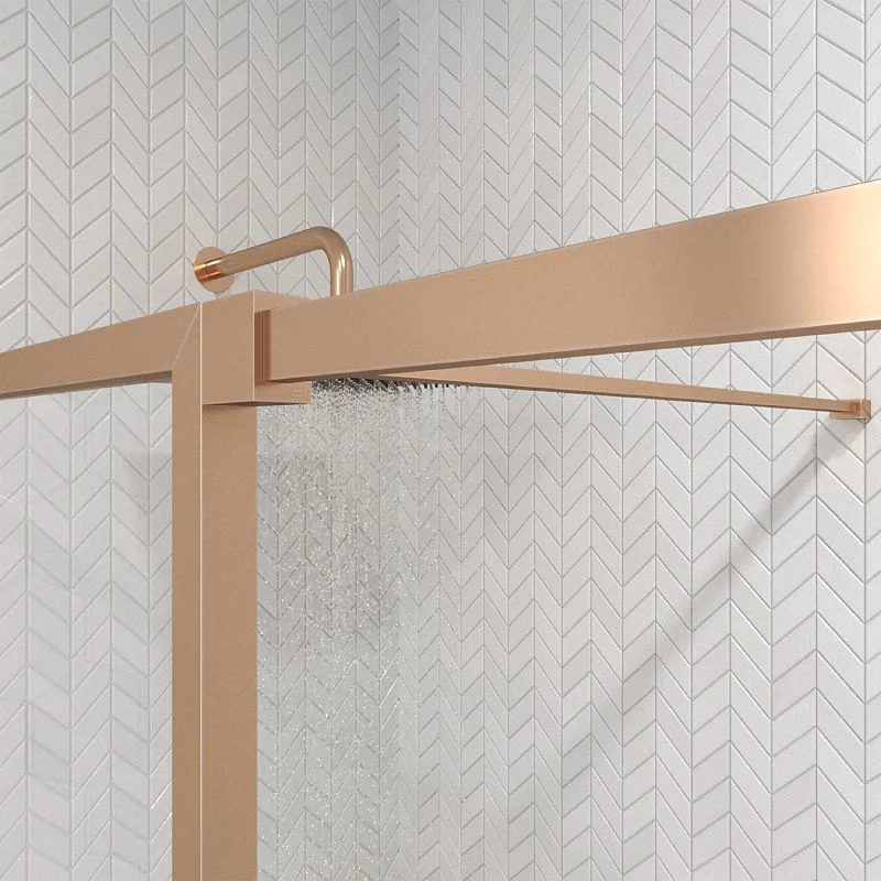Paroi de douche fixe sur mesure LINE avec profilés cadrés en 2 parties – Verre 4 MM avec traitement anticalcaire inclus – Bras de support en inox – Image 5