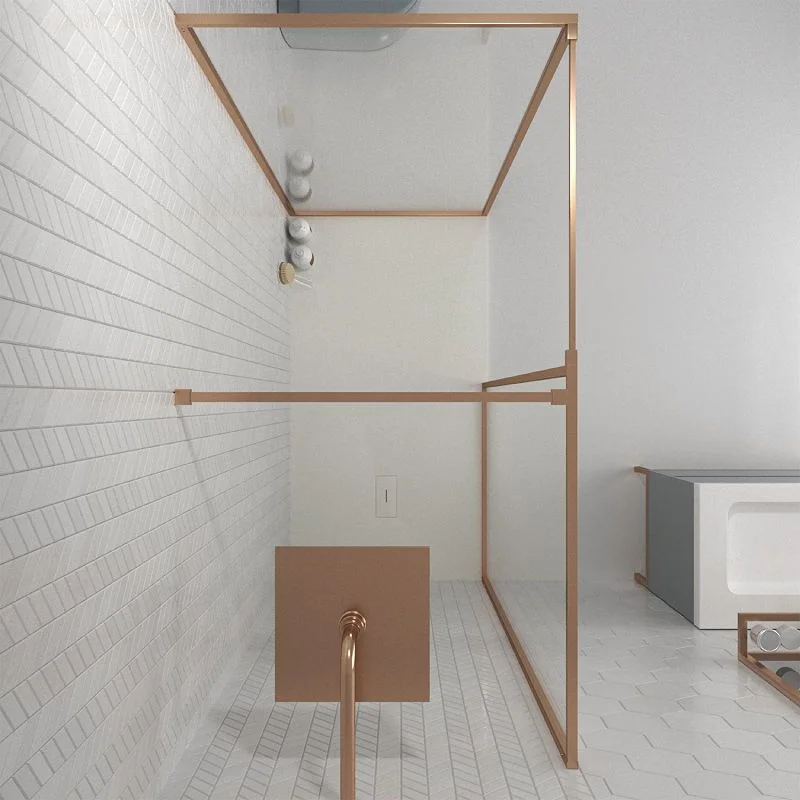 Paroi de douche fixe sur mesure LINE avec profilés cadrés en 2 parties – Verre 4 MM avec traitement anticalcaire inclus – Bras de support en inox – Image 2