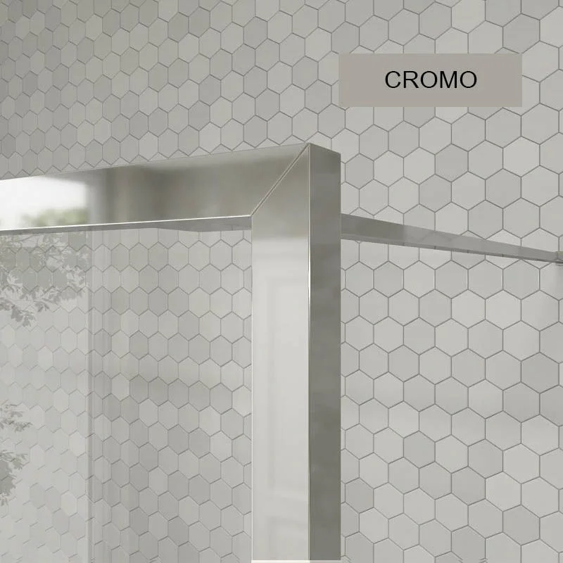 Paroi de douche fixe sur mesure LINE avec profilés cadrés 2 corps - Verre 4 MM avec traitement anticalcaire inclus - Bras de fixation en inox – Image 6
