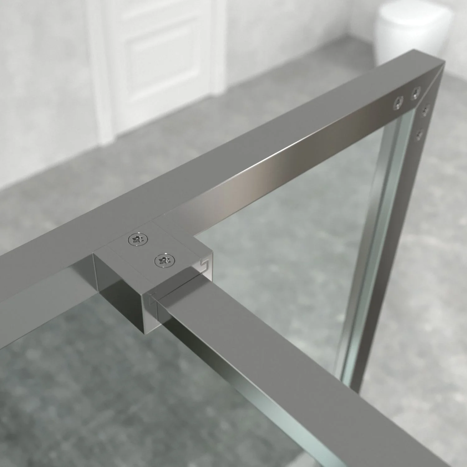 Paroi de douche fixe sur mesure LINE S avec profilés cadrés 3 corps - Verre 4 MM avec traitement anticalcaire inclus - Bras de fixation en inox. – Image 6