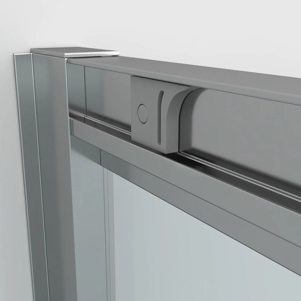 Paroi de douche frontale FRAME 1 fixe -1 porte coulissante sérigraphiée. Finition CHROME BRILLANT – Image 7