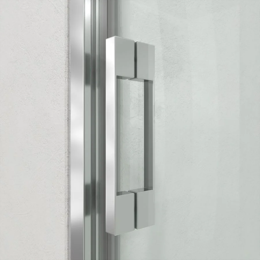 Paroi de douche frontale FRAME 1 fixe -1 porte coulissante sérigraphiée. Finition CHROME BRILLANT – Image 6