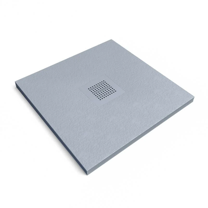Receveur de douche en résine QUADRO Gris Ciment – coloris au choix – texture ardoise – antibactérien et antidérapant. Grille thermolaquée – Image 2