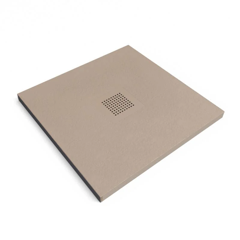 Receveur de douche en résine QUADRO Moka – coloris au choix – texture ardoise – antibactérien et antidérapant. Grille thermolaquée – Image 2