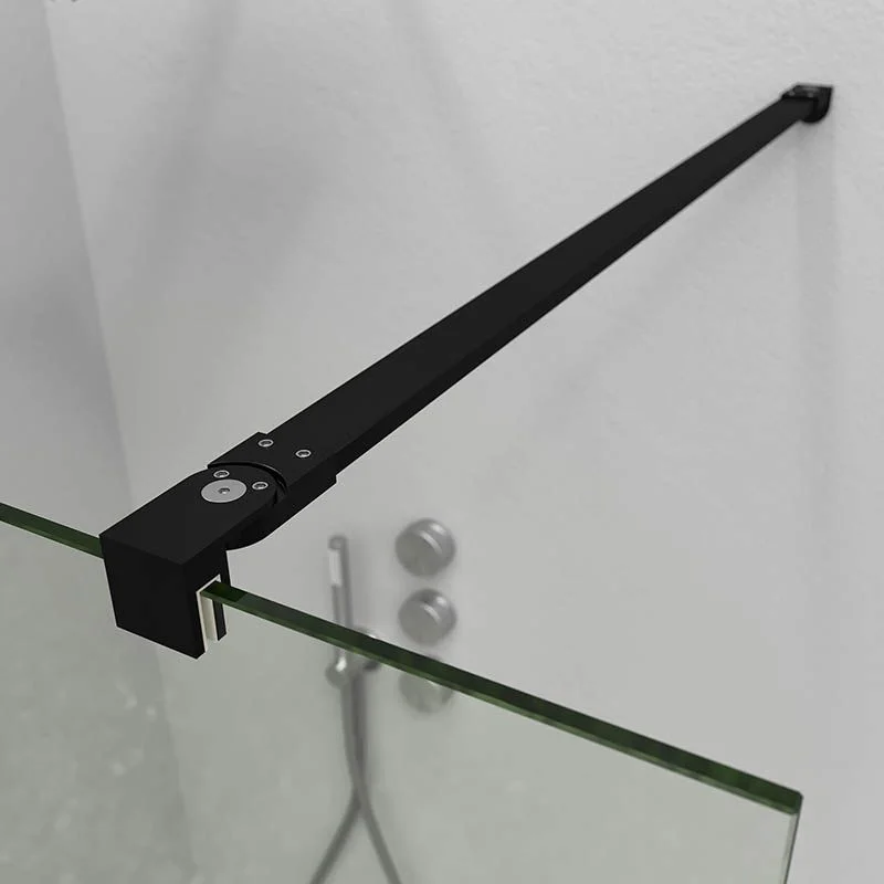 Paroi de douche fixe ZEN Profil Noir Mat - Verre 8 MM avec traitement anticalcaire inclus - Bras de fixation extensible en acier. – Image 4