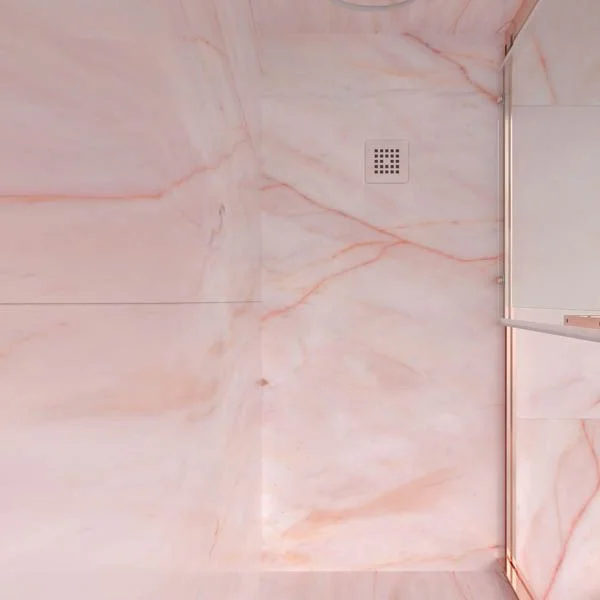 Receveur de douche en résine texturée ardoise. Effet sur le marbre rose portugais et autres finitions - STONE 3D moderne antidérapant – Image 3