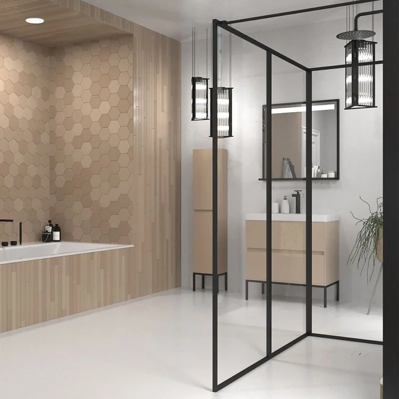 Appareil de douche LINE avec profilés à cadre en 3 parties - Verre 4 MM avec traitement anticalcaire inclus - Bras de serrage en acier inoxydable – Image 2