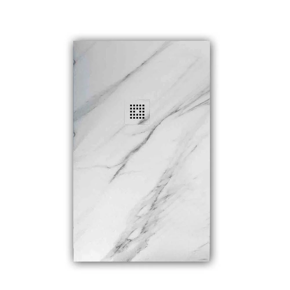 Receveur de douche en résine texture ardoise. Effet sur le marbre Calacatta et autres finitions – antidérapant STONE 3D moderne